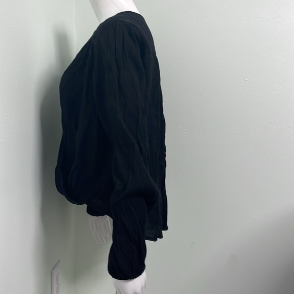 Free People Black Check On It Wrap Top size small - Picture 7 of 11